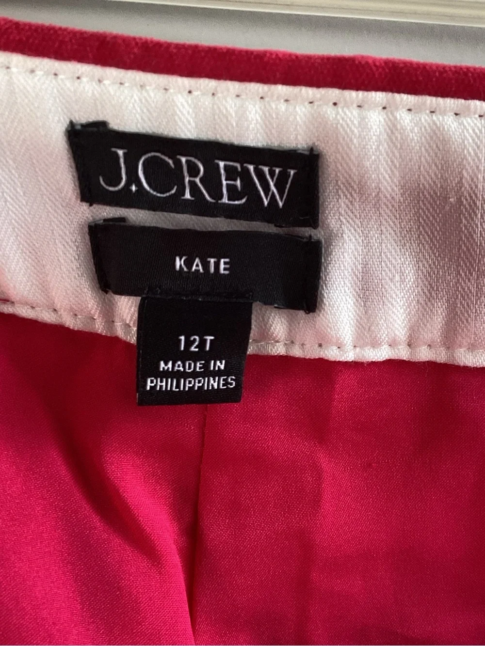 J. Crew Pink Kate Straight-Leg Pants corduroy